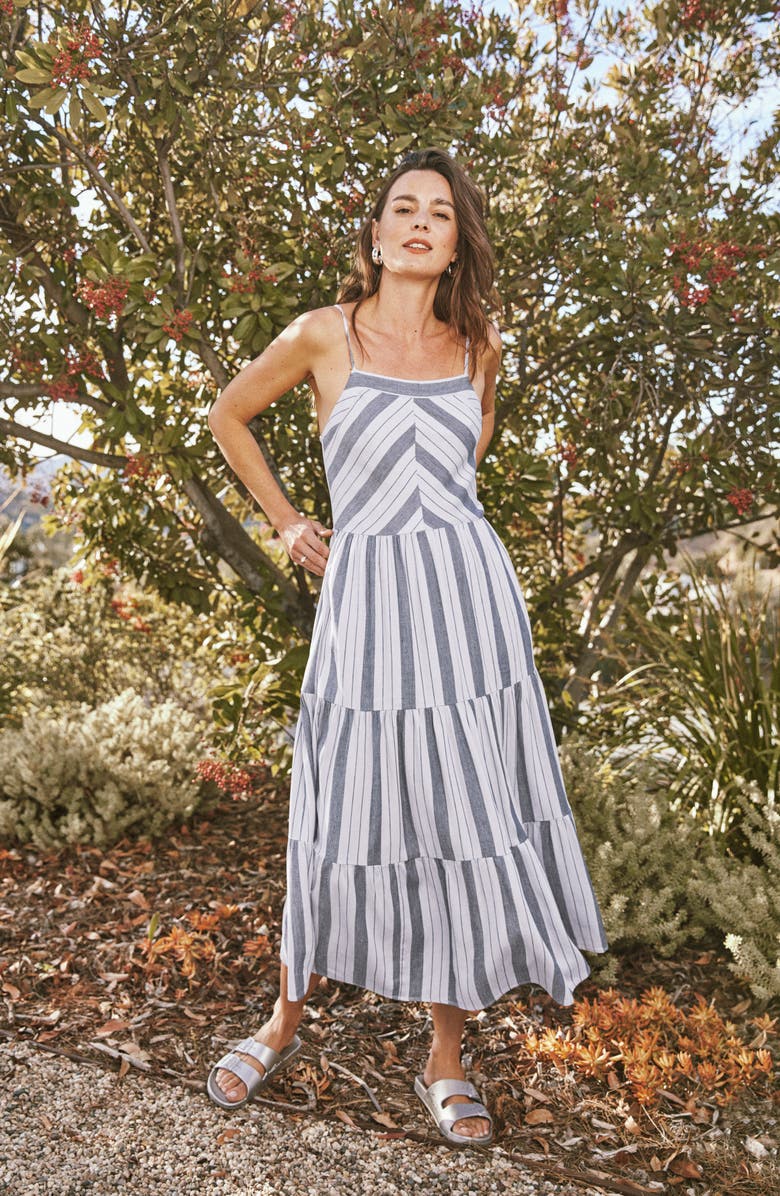 Splendid Myla Stripe Tiered Maxi Sundress, Alternate, color,