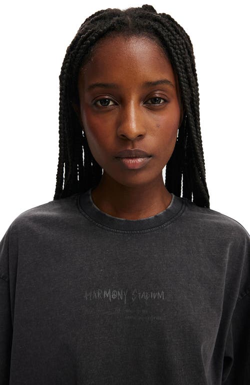 Cotton On The Cropped Boxy Graphic Tee In Harmony Stadium Washed Black