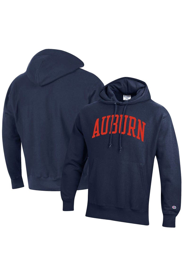 Men's Champion Navy Auburn Tigers Team Arch Reverse Weave Pullover Hoodie, Main, color, Navy