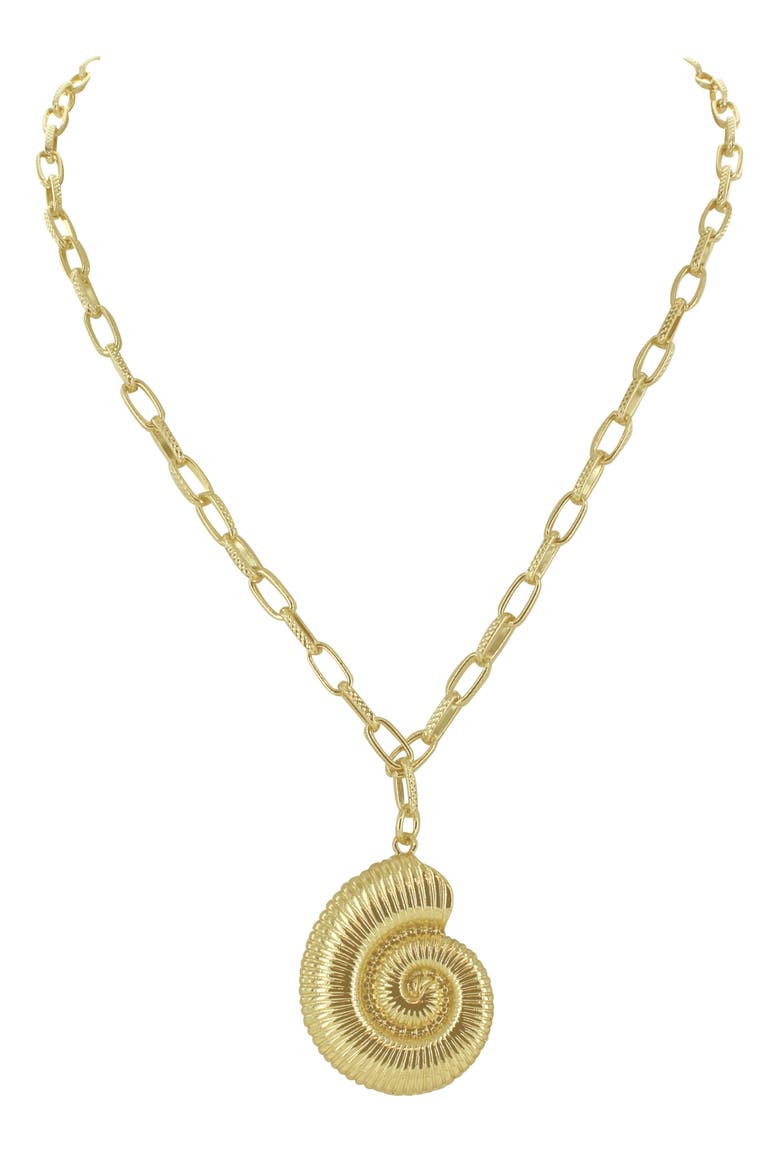 Spiral Shell Pendant Necklace, Alternate, color, GOLD