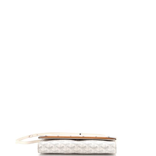Pre-owned Goyard Goyard Monte Carlo Clutch With Strap Coated Canvas Pm In White