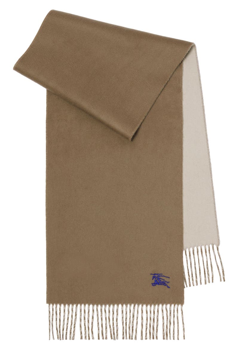 Reversible EKD Embroidered Cashmere Scarf, Main, color, VOLE BROWN/ SMOKEGREY