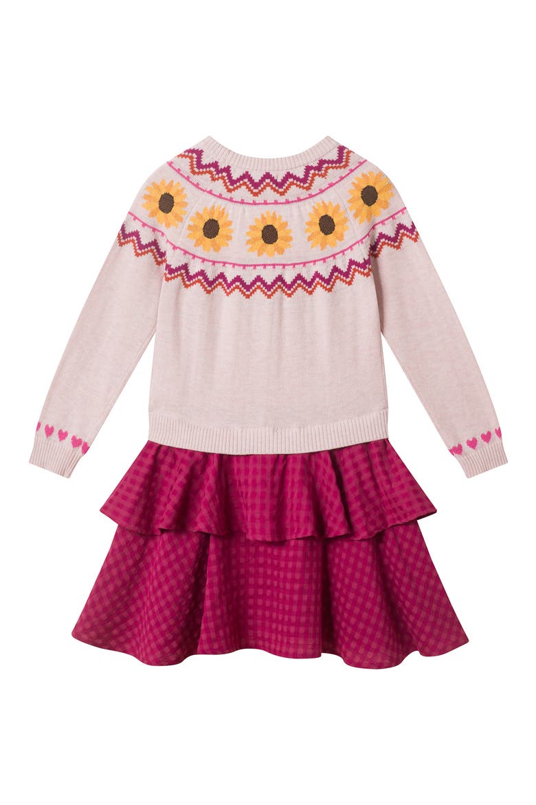Kids' Sunflower Sweater Twofer Dress, Alternate, color, SUNFLOWER FAIR ISLE