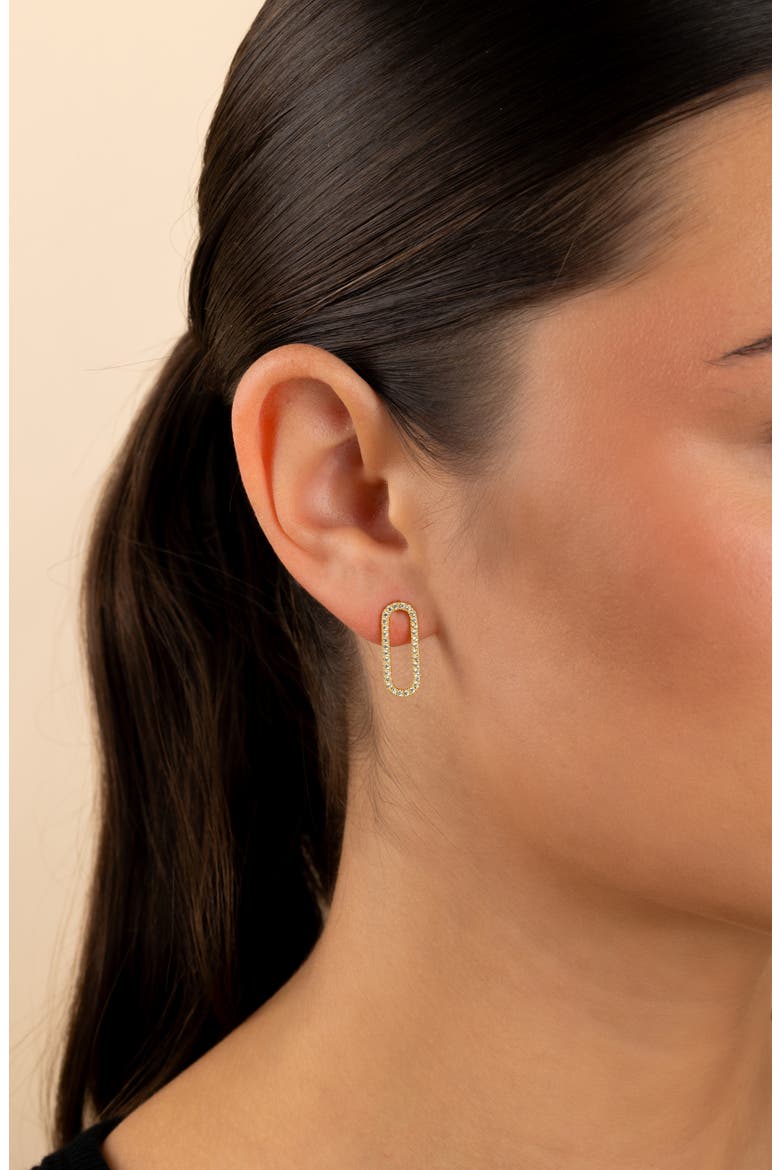 Esperanza Cubic Zirconia Oval Earrings, Alternate, color, GOLD