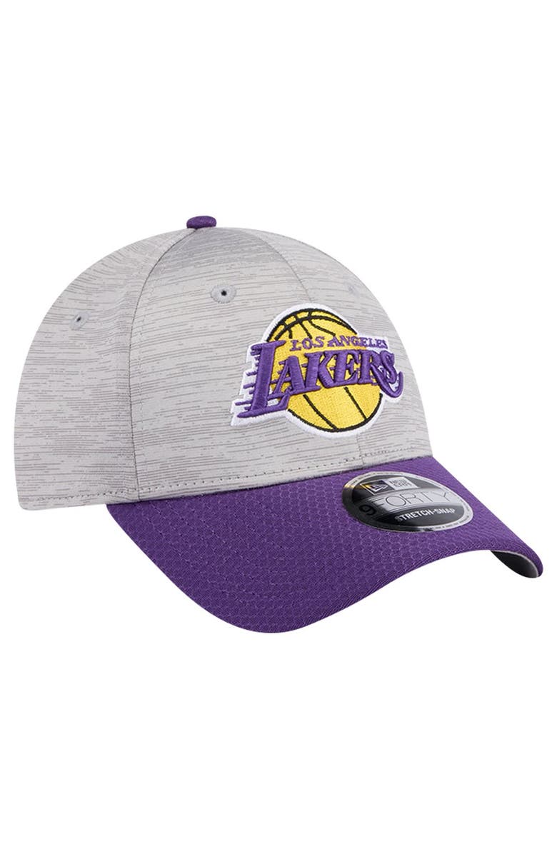 New Era Men's New Era Heather Gray/Purple Los Angeles Lakers Active Digi-Tech Two-Tone 9FORTY Adjustable Hat, Alternate, color, Heather Gray