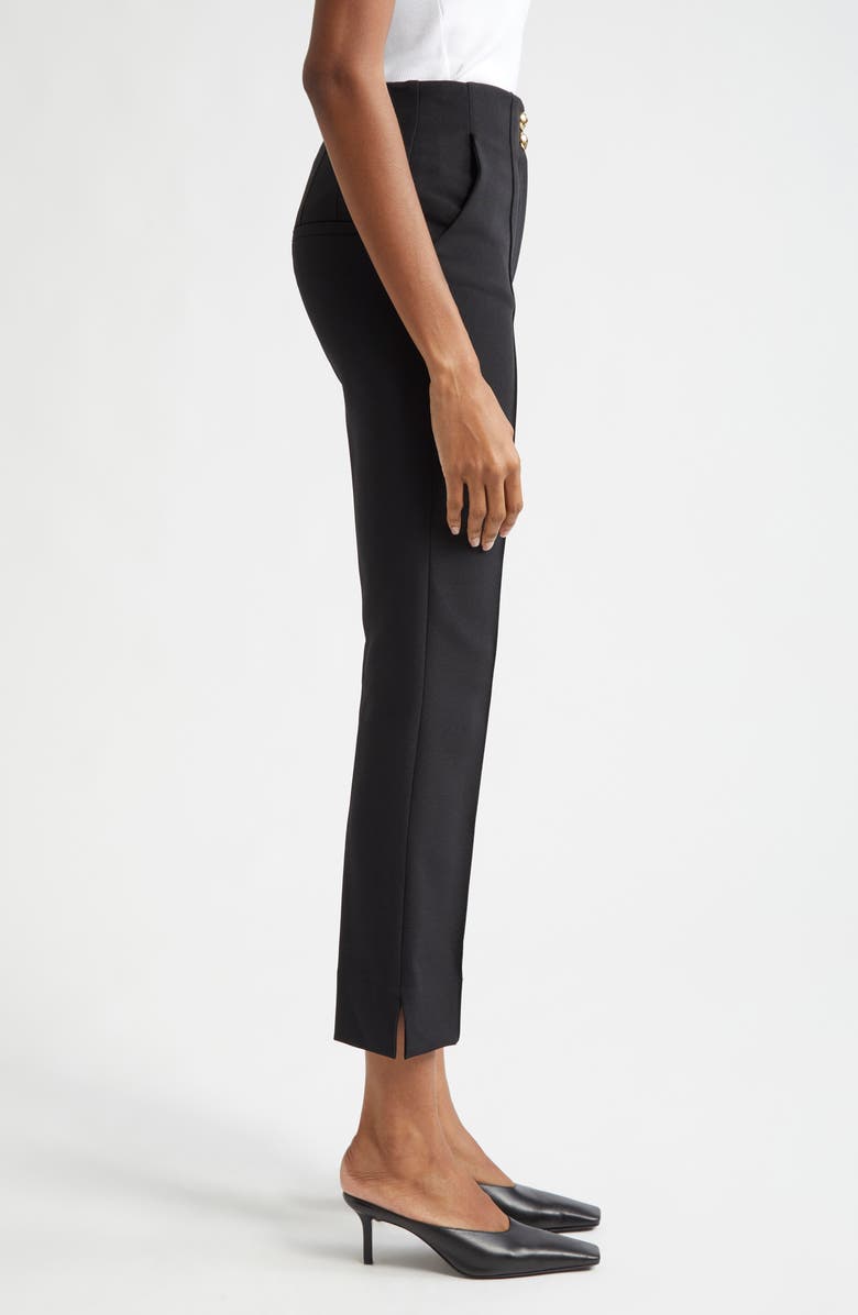 Veronica Beard Kean Pintuck Flare Leg Crop Pants, Alternate, color, Black