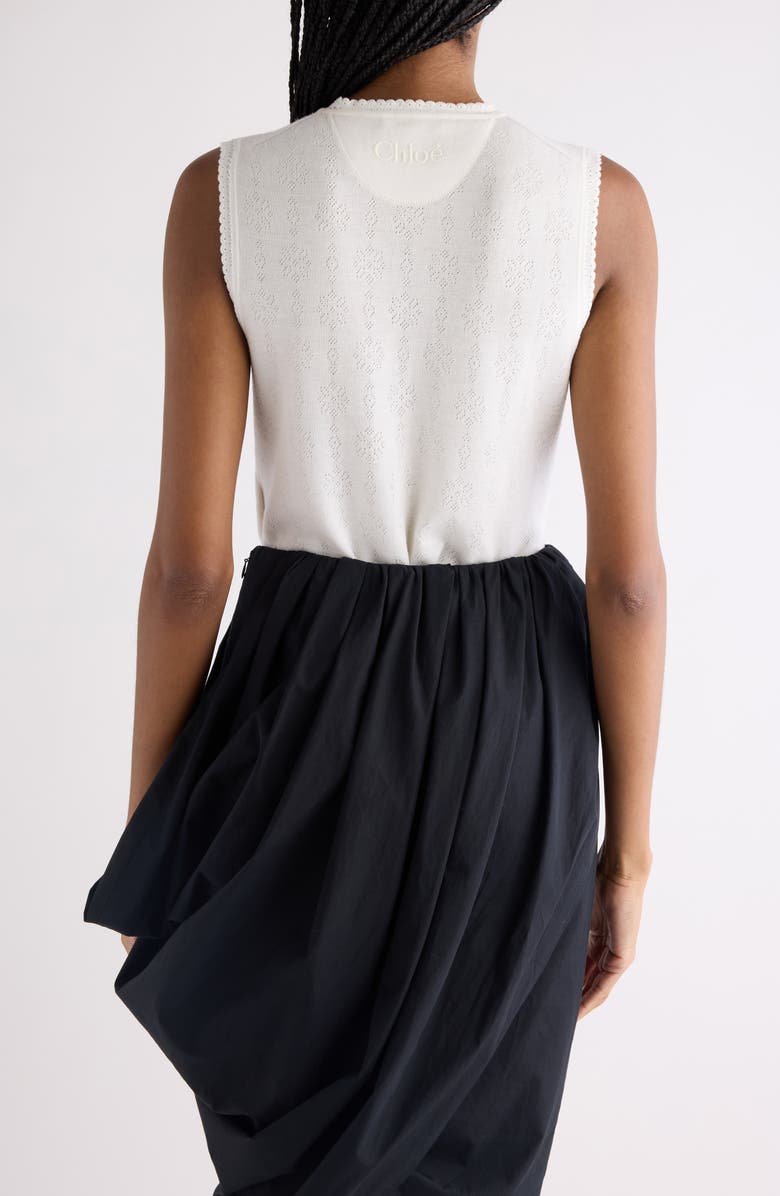 Chloé Wool Pointelle Underpinning Shell, Alternate, color, Iconic Milk