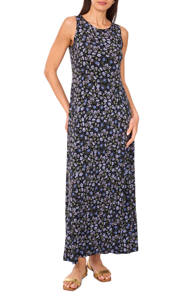 Vince Camuto Floral Print Sleeveless Maxi Dress, Main, color, Flamingo Pink/Blue