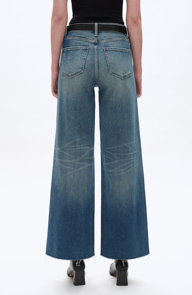 Bayeas High Waist Raw Hem Wide Leg Jeans, Alternate, color, Medium Blue