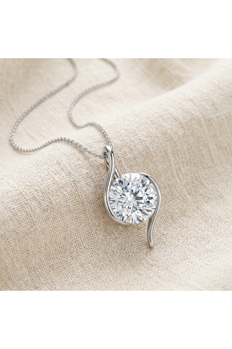 Certified 3Ct Diamond Molly Pendant 14k Gold Necklace 18" Lab Grown, Alternate, color, White Gold