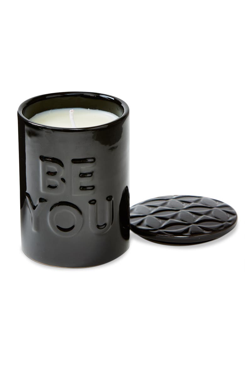 Be You Candle With Striker In Lid Black Ceramic Everyday, Main, color, Black