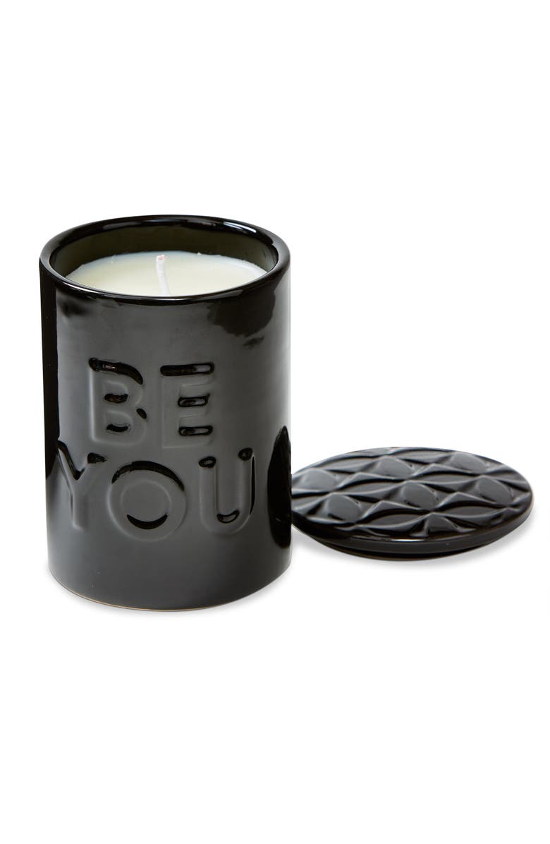 tag Be You Candle With Striker In Lid Black Ceramic Everyday, Main, color, Black