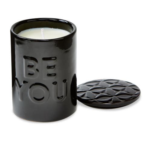 Be You Candle With Striker In Lid Black Ceramic Everyday