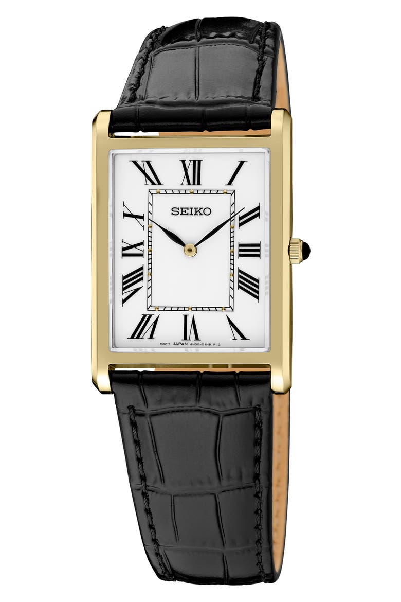 Essentials Croc Embossed Leather Strap Watch (Men) | Nordstrom