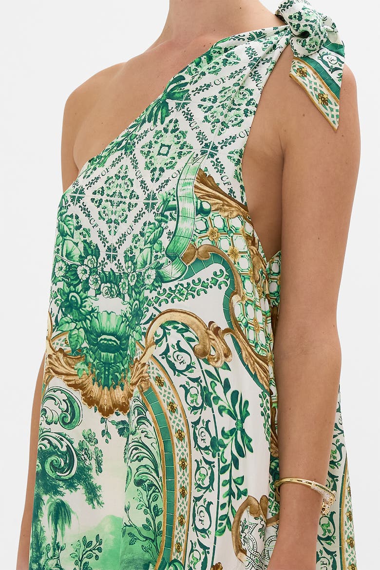 Tie One Shoulder Dress Corridor Of Calm, Alternate, color, Corridor Of Calm