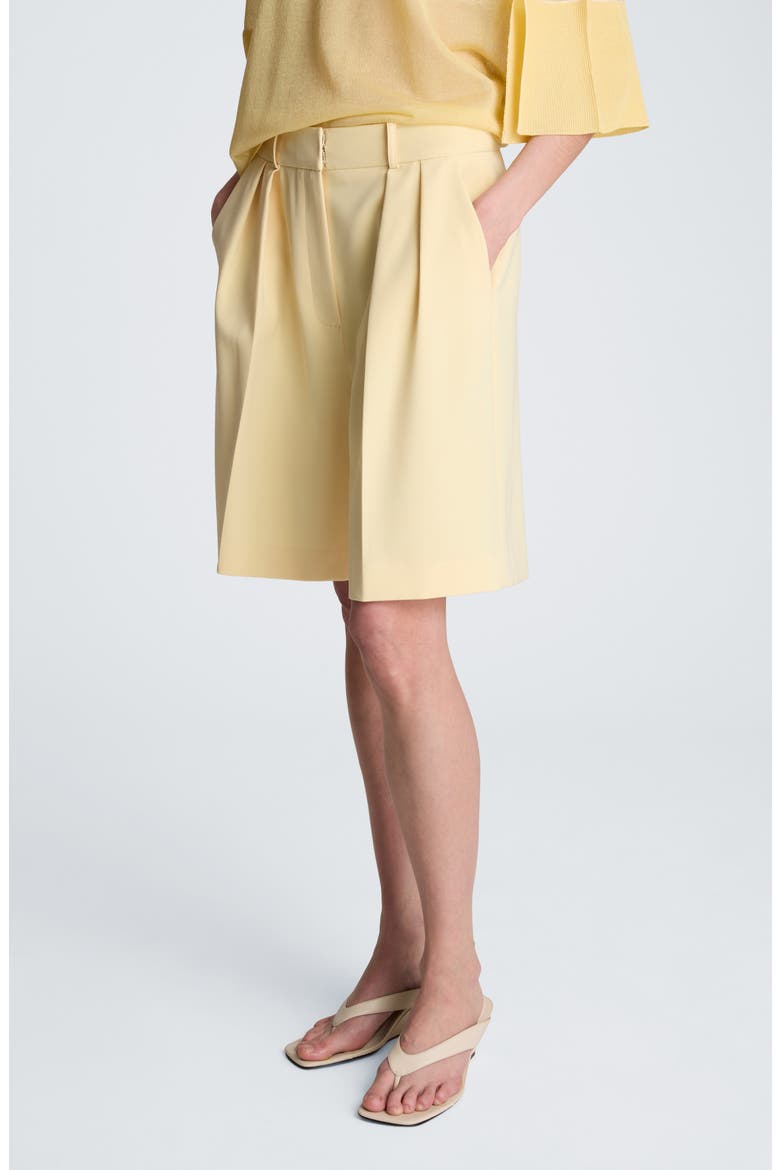 Pleated High Waist Shorts, Alternate, color, PASTEL YELLOW