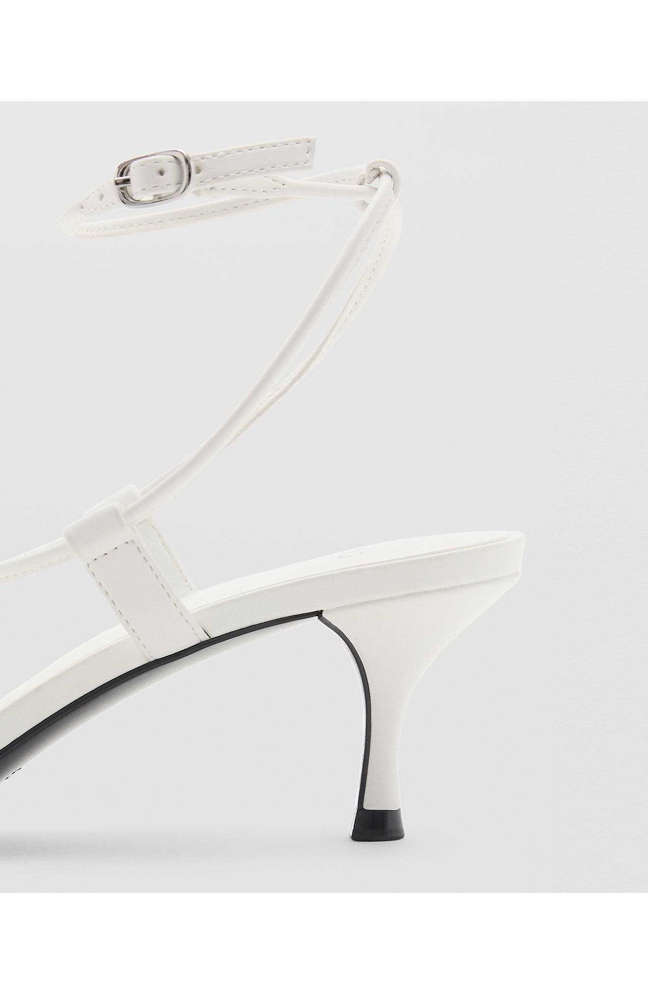 MANGO Ankle Strap Kitten Heel Sandal, Alternate, color, White