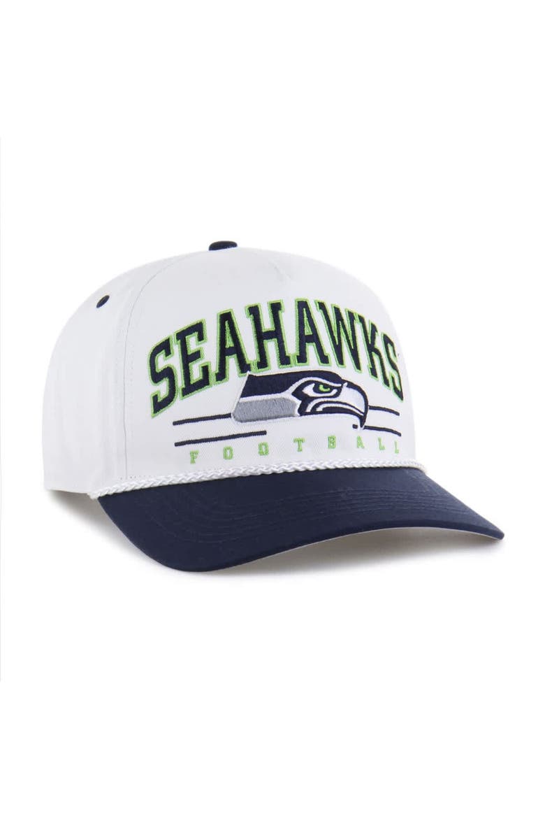 Men's '47 White/College Navy Seattle Seahawks Roscoe Two-Toned Hitch Adjustable Hat, Alternate, color, White