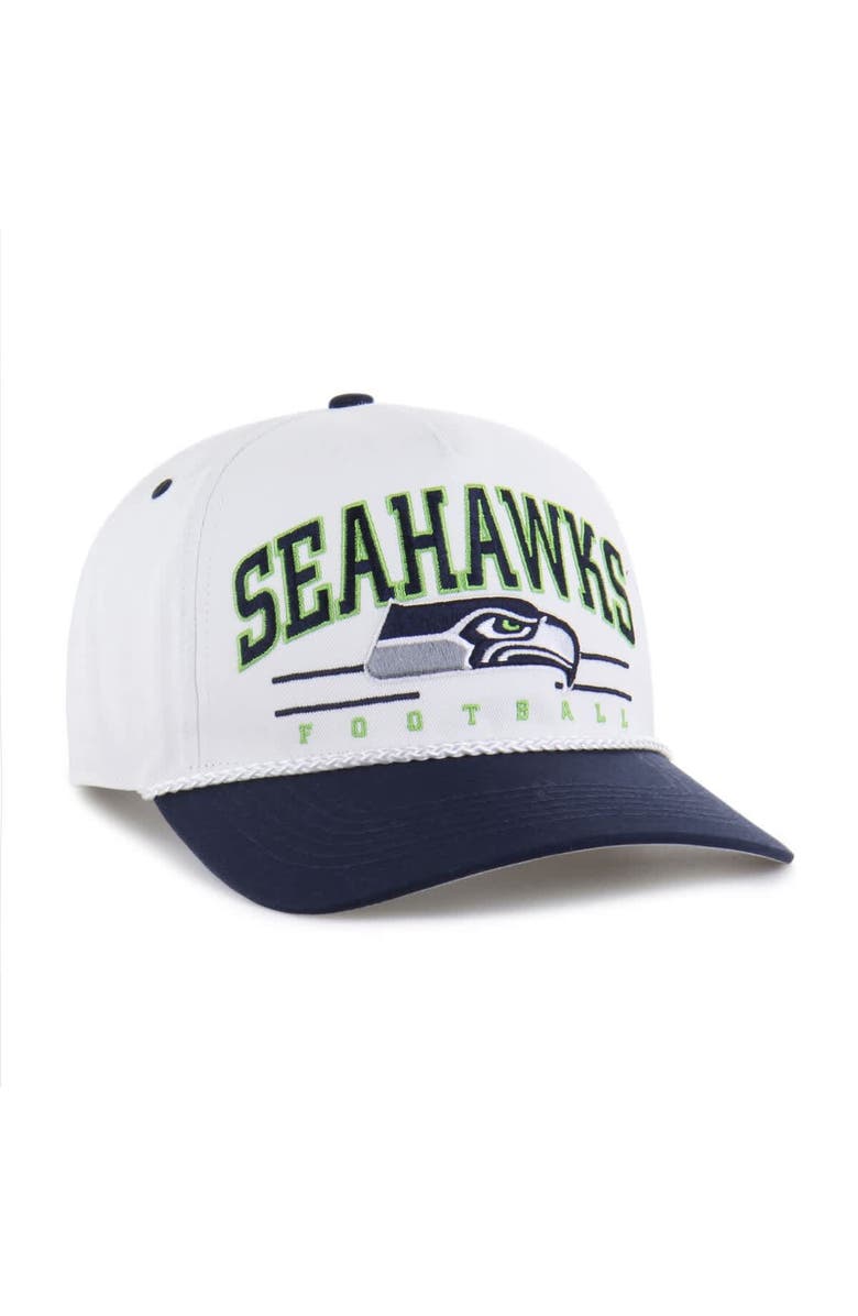 '47 Men's '47 White/College Navy Seattle Seahawks Roscoe Two-Toned Hitch Adjustable Hat, Alternate, color, White