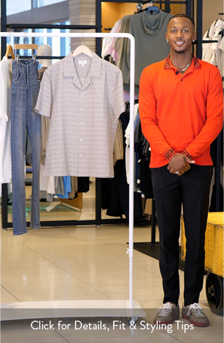 Resort Riviera Checkered Cotton & Linen Camp Shirt, sales video thumbnail