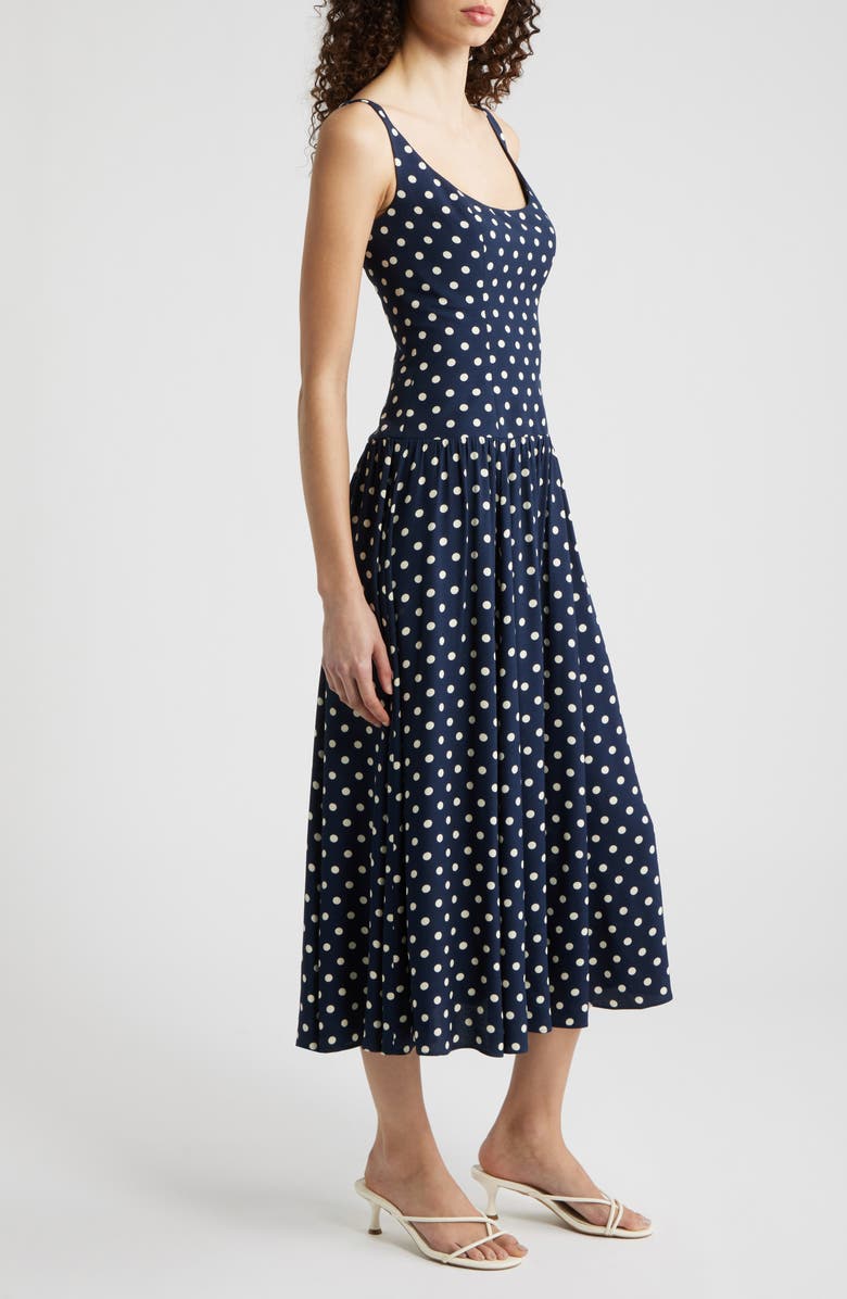 Reformation Bellarose Polka Dot Dress, Alternate, color, Orion Dot
