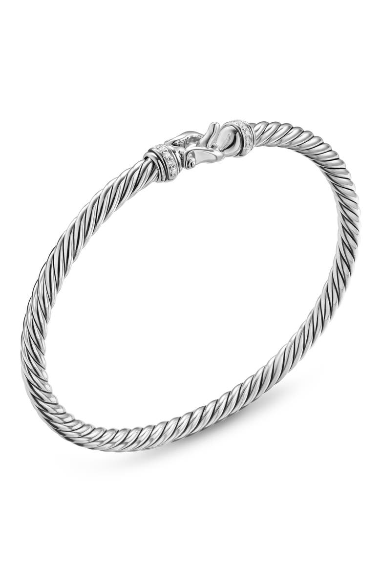 Cable Flex Buckle Bracelet in Sterling Silver with Diamonds, Alternate, color, DIAMOND