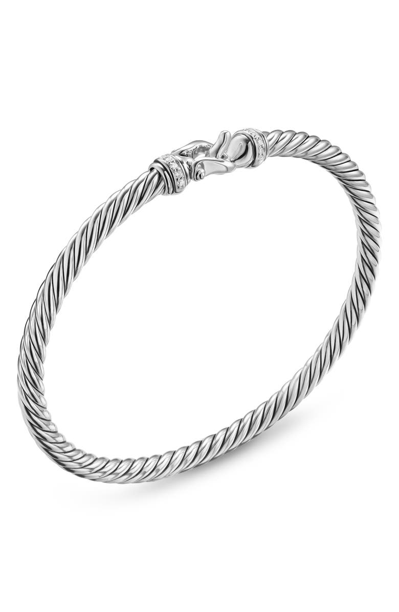 David Yurman Cable Flex Buckle Bracelet in Sterling Silver with Diamonds, Alternate, color, Diamond