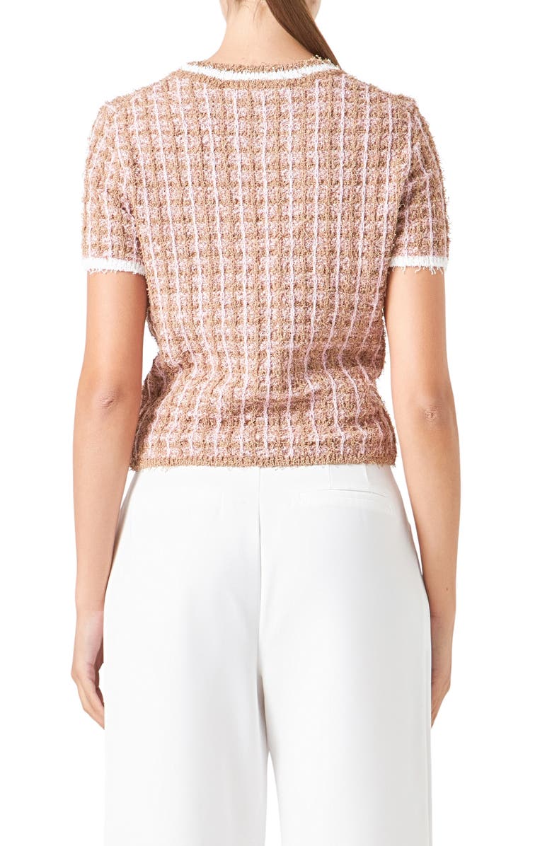 Endless Rose Check Tweed Sweater, Alternate, color, 