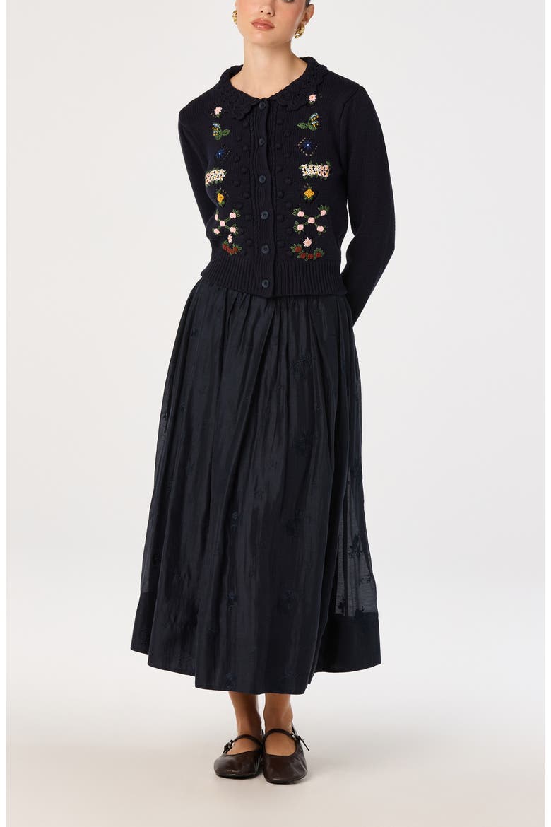 Dallyn Embroidered Cardigan, Alternate, color, NAVY FLORAL