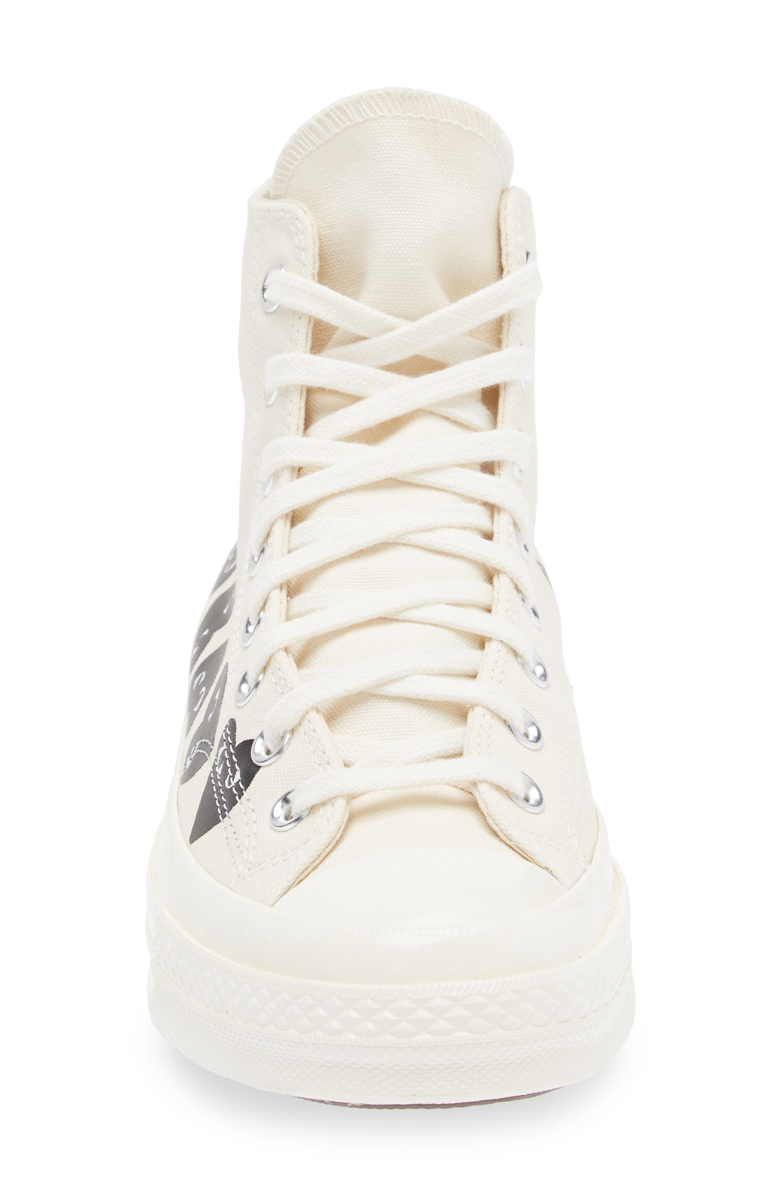Comme des Garçons PLAY x Converse Gender Inclusive Chuck Taylor<sup>®</sup> Heart High Top Sneaker, Alternate, color, Beige