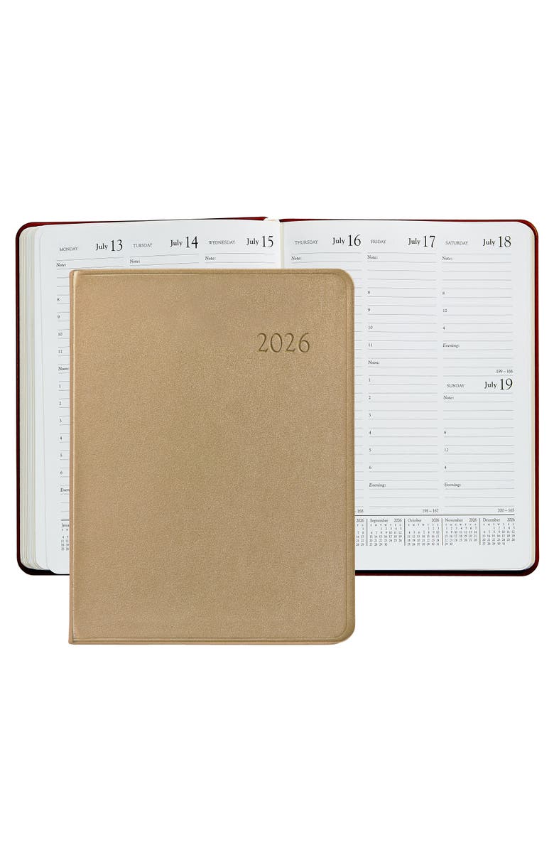 Graphic Image 2026 Leather Desk Diary, Main, color, White Gold