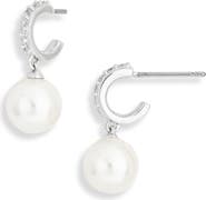Nadri Faux Pearl Hoop Drop Earrings