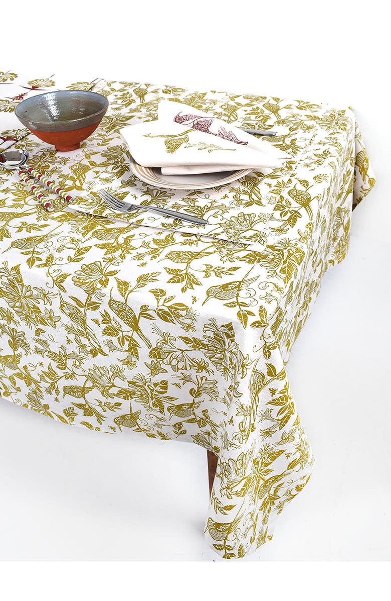 FRENCH HOME Honeysuckle Botanical Tablecloth, Main, color, Chartreuse