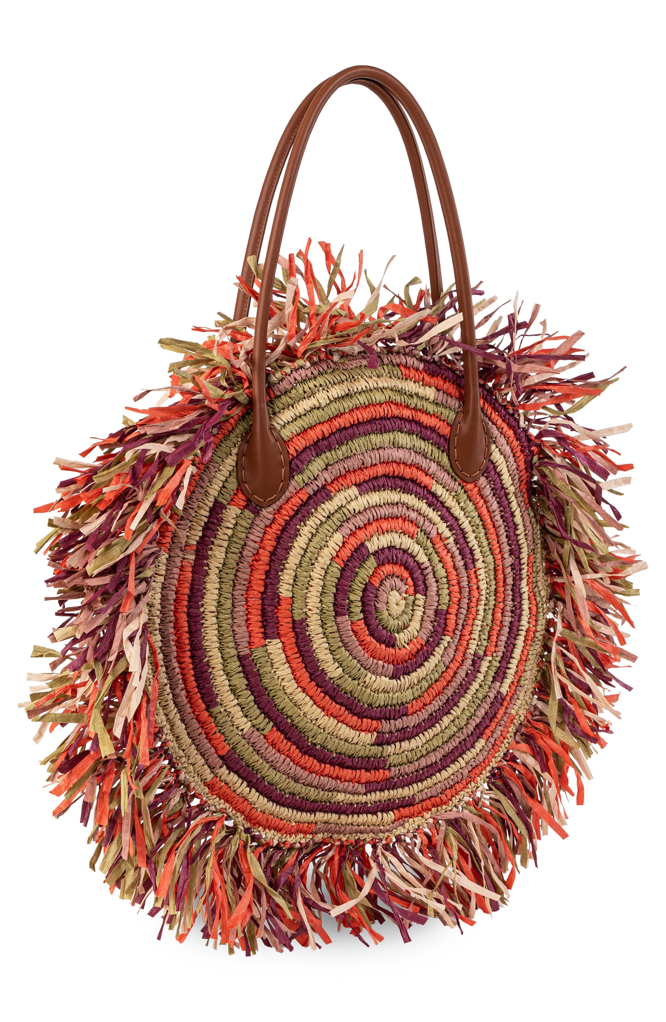 Sam Edelman Lily Fringe Circular Tote, Alternate, color, Rust