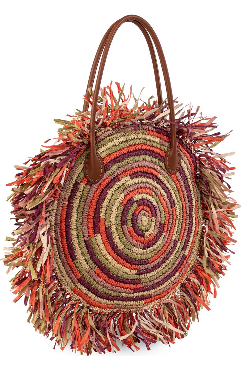 Sam Edelman Lily Fringe Circular Tote, Alternate, color, Rust