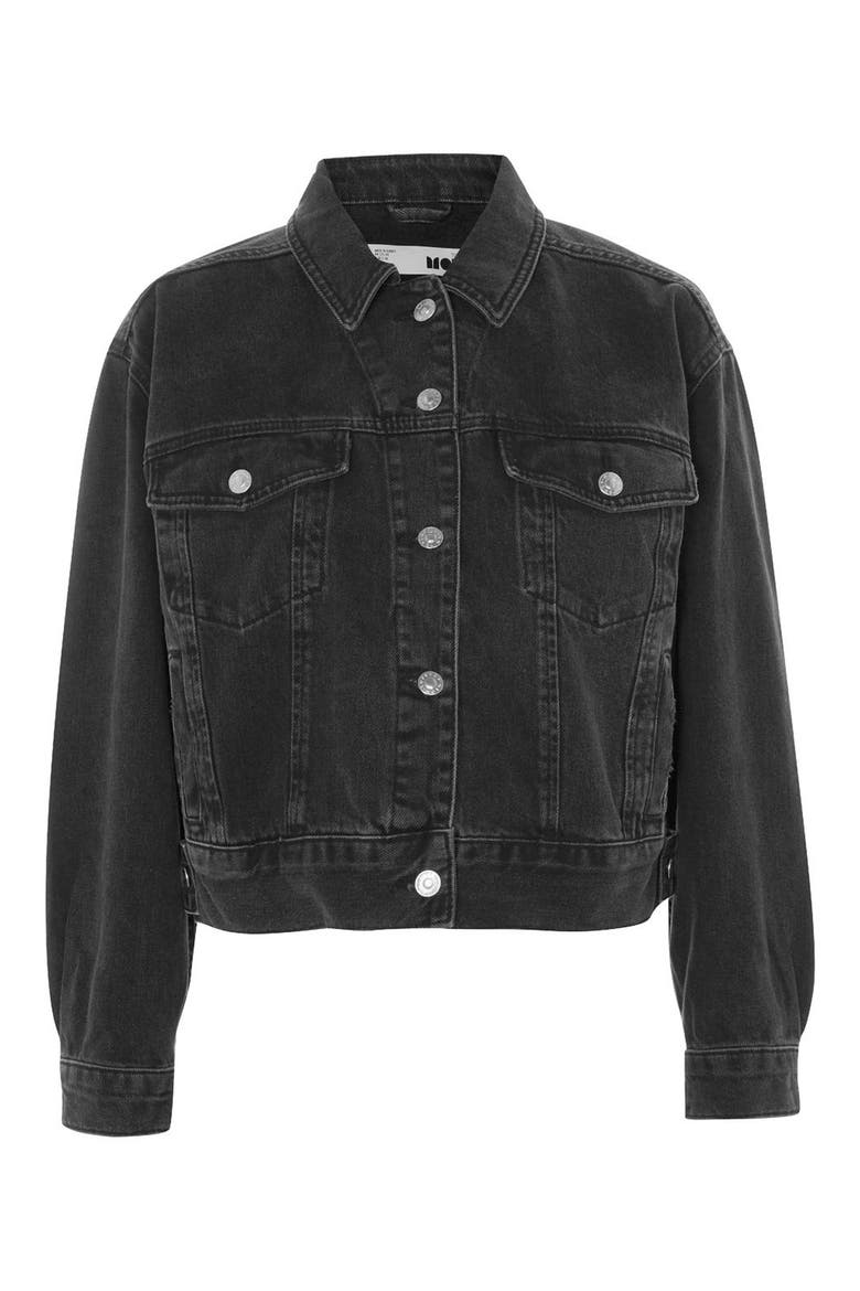 Boxy Crop Denim Jacket, Alternate, color, WASHED BLACK