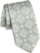 David Donahue Floral Medallion Silk Herringbone Tie