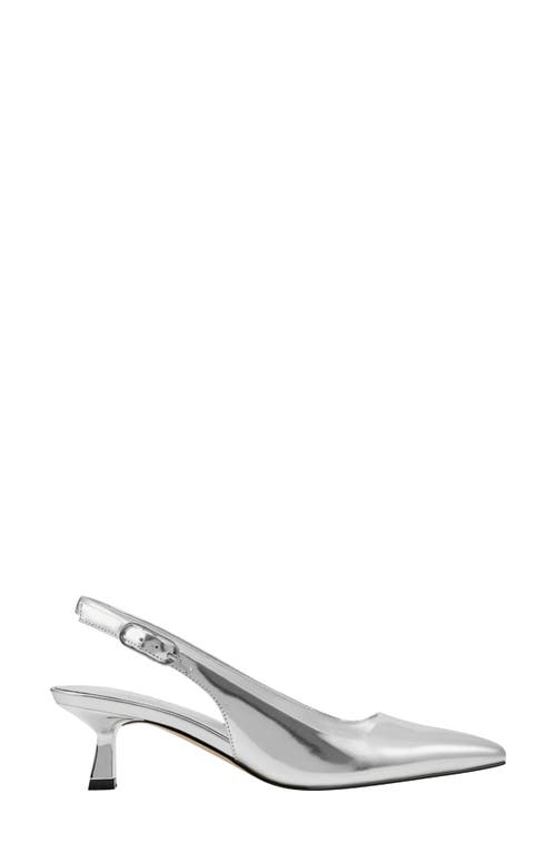 Marc Fisher Ltd Kory Pointed Toe Kitten Heel Pump In Silver