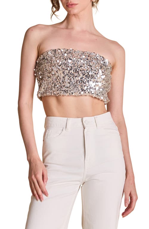 Endless Rose Bead & Sequin Tube Top In Metallic