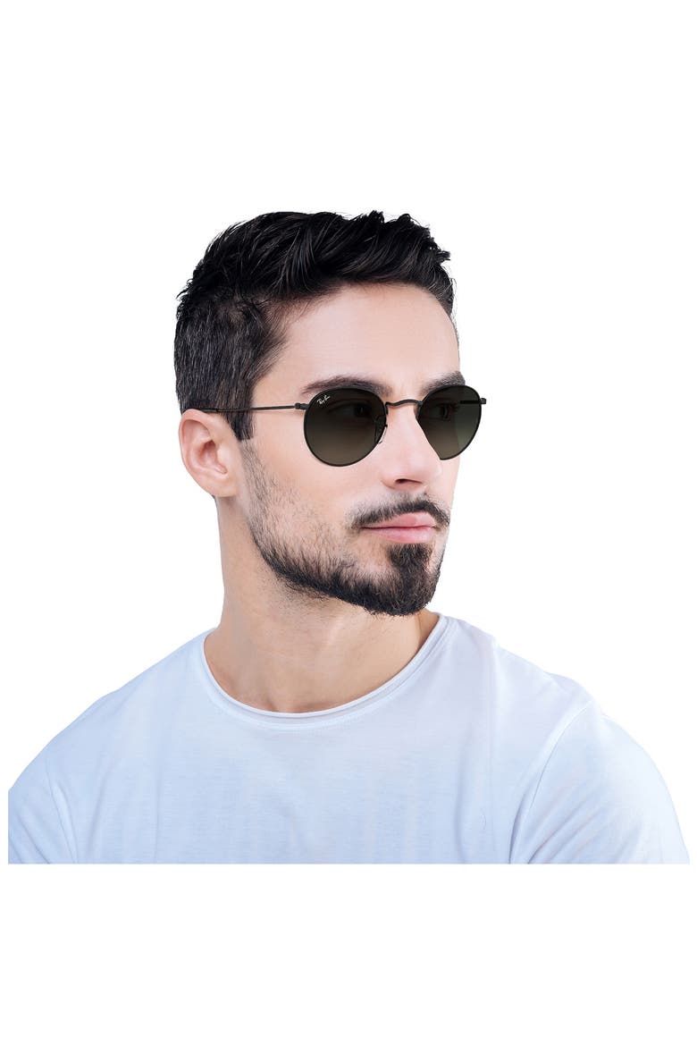 50mm Small Gradient Round Sunglasses, Alternate, color, BLACK