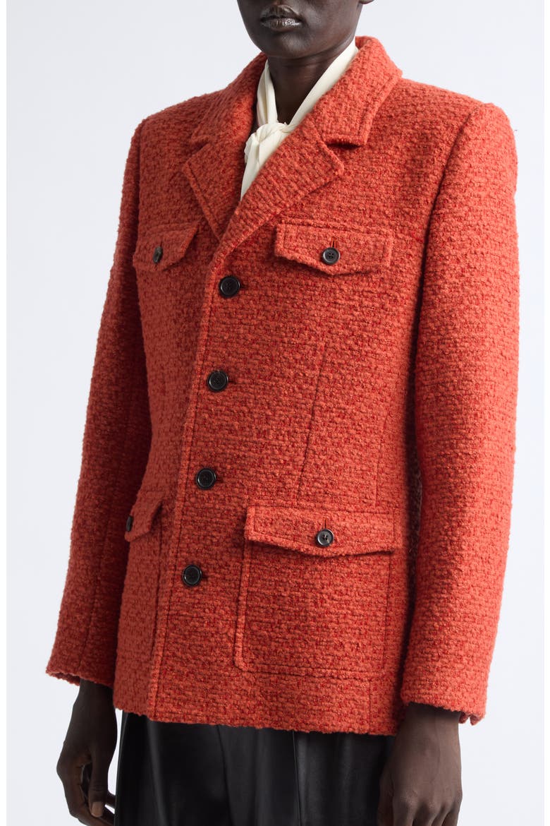 Tweed Wool & Silk Blend Jacket, Alternate, color, ORANGE