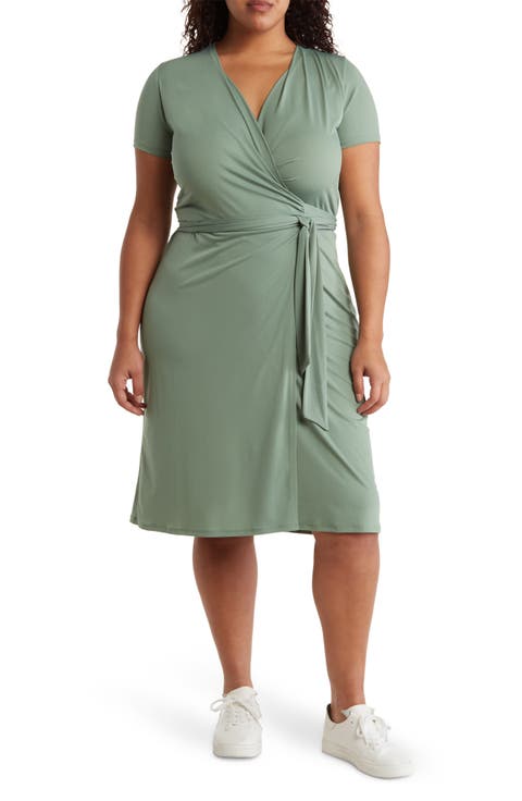 Solid Jersey Wrap Dress (Plus)