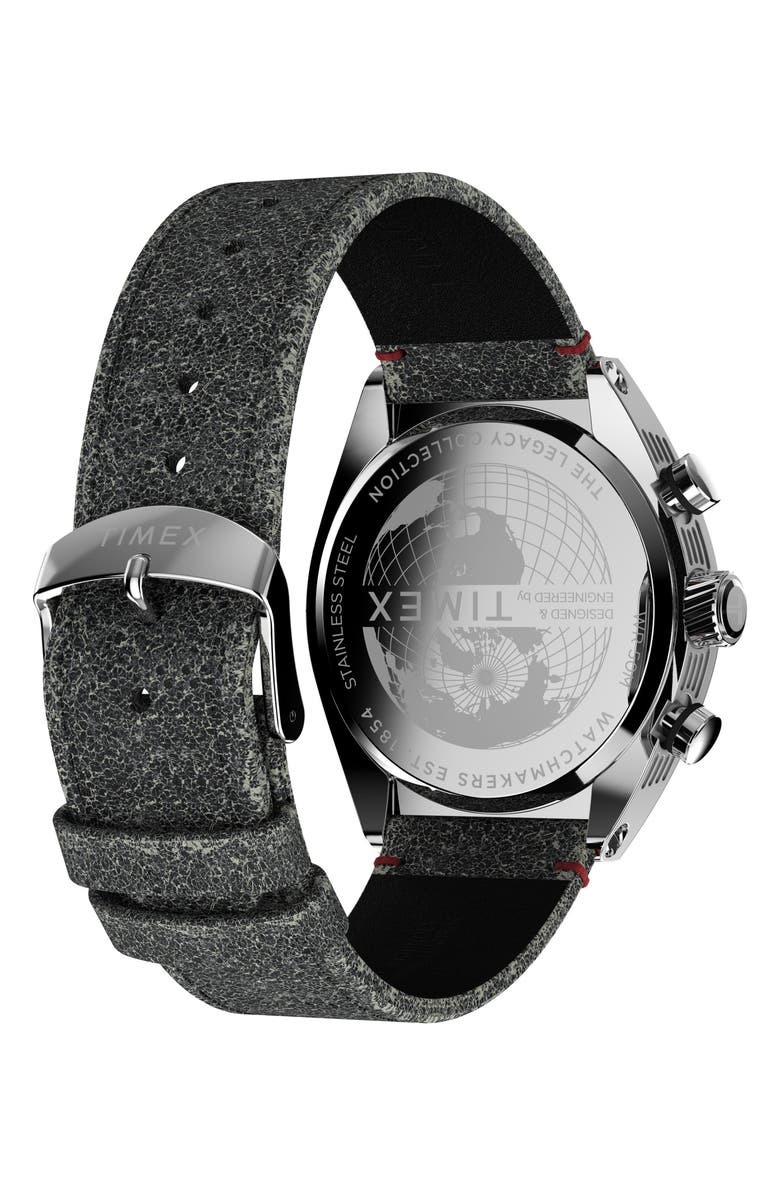 Timex<sup>®</sup> Legacy Tonneau Chronograph Leather Strap Watch, 42mm, Alternate, color,