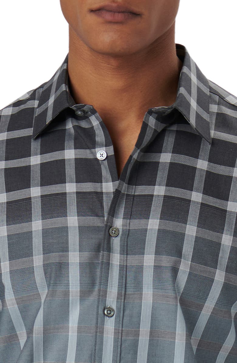 Bugatchi Julian Shaped Fit Ombré Check Stretch Cotton Button-Up Shirt, Alternate, color, 