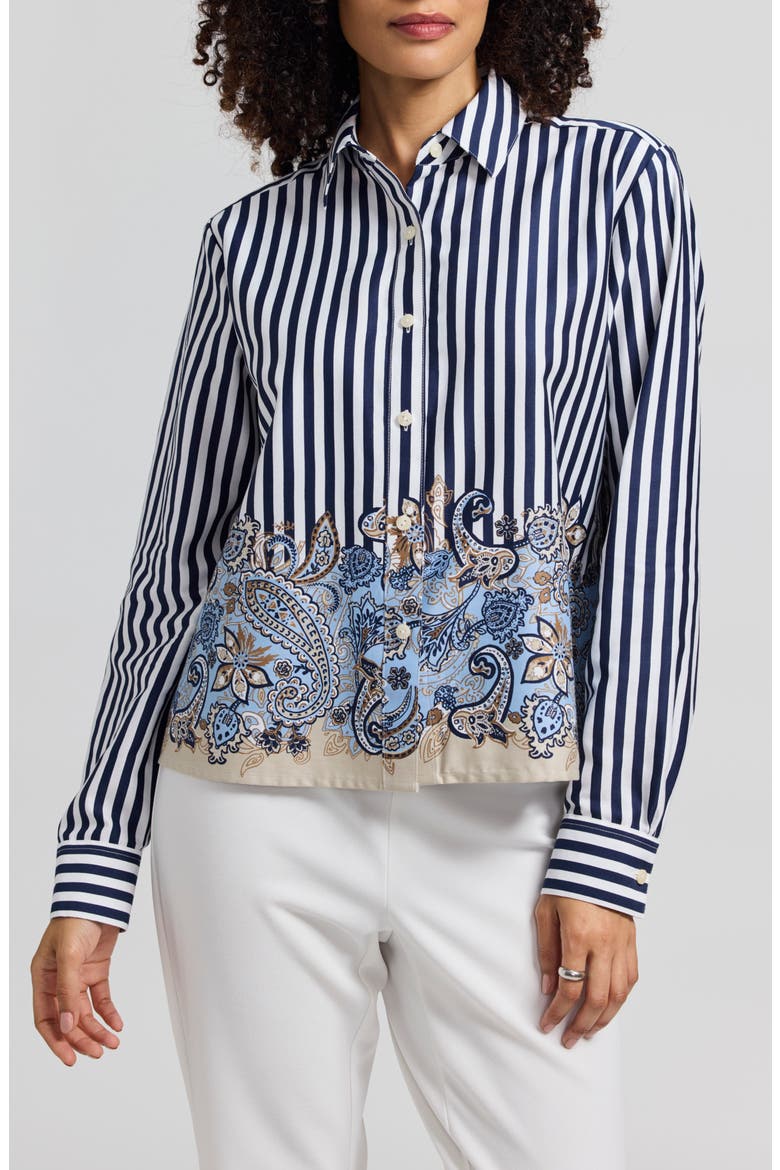 Jodie Stripe Cotton Button-Up Shirt, Main, color, BLUE MULTI