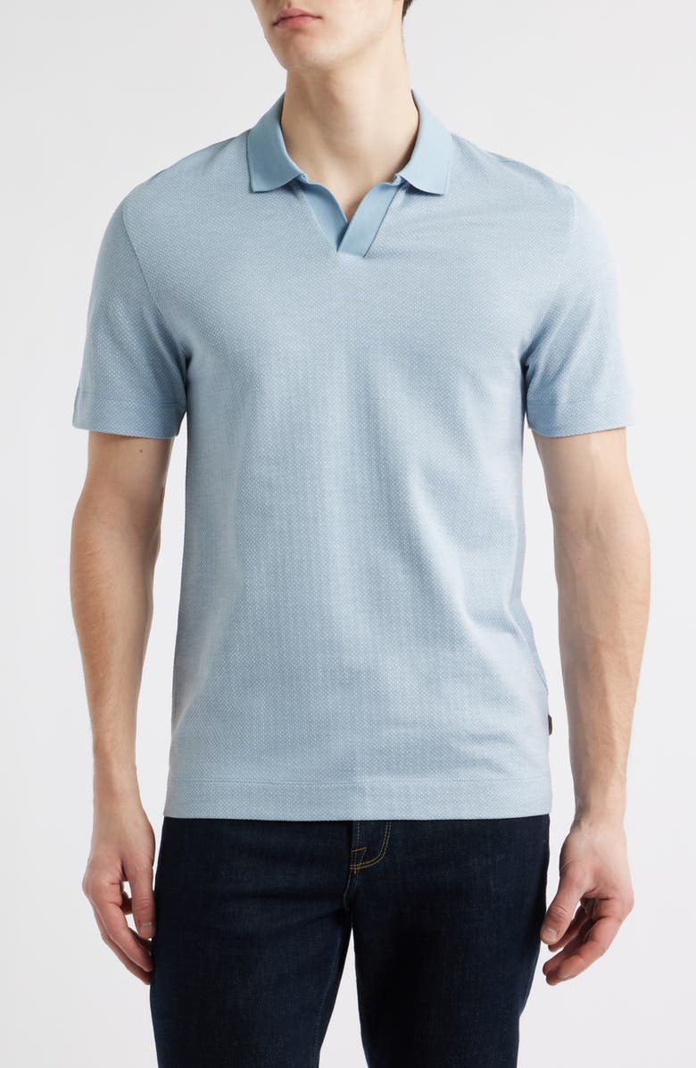 BOSS Parson Cotton & Silk Polo, Main, color, Light Blue