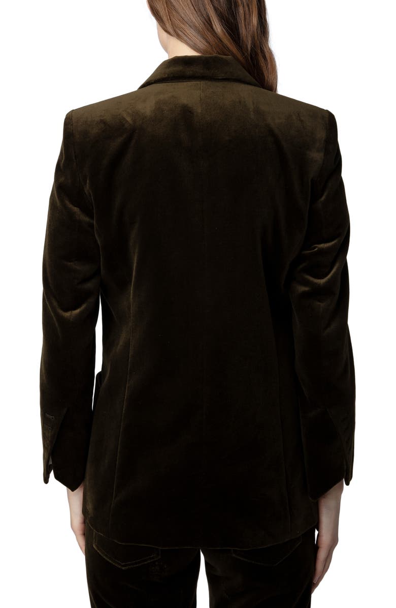 Zadig & Voltaire Visko Double Breasted Velvet Blazer, Alternate, color, 