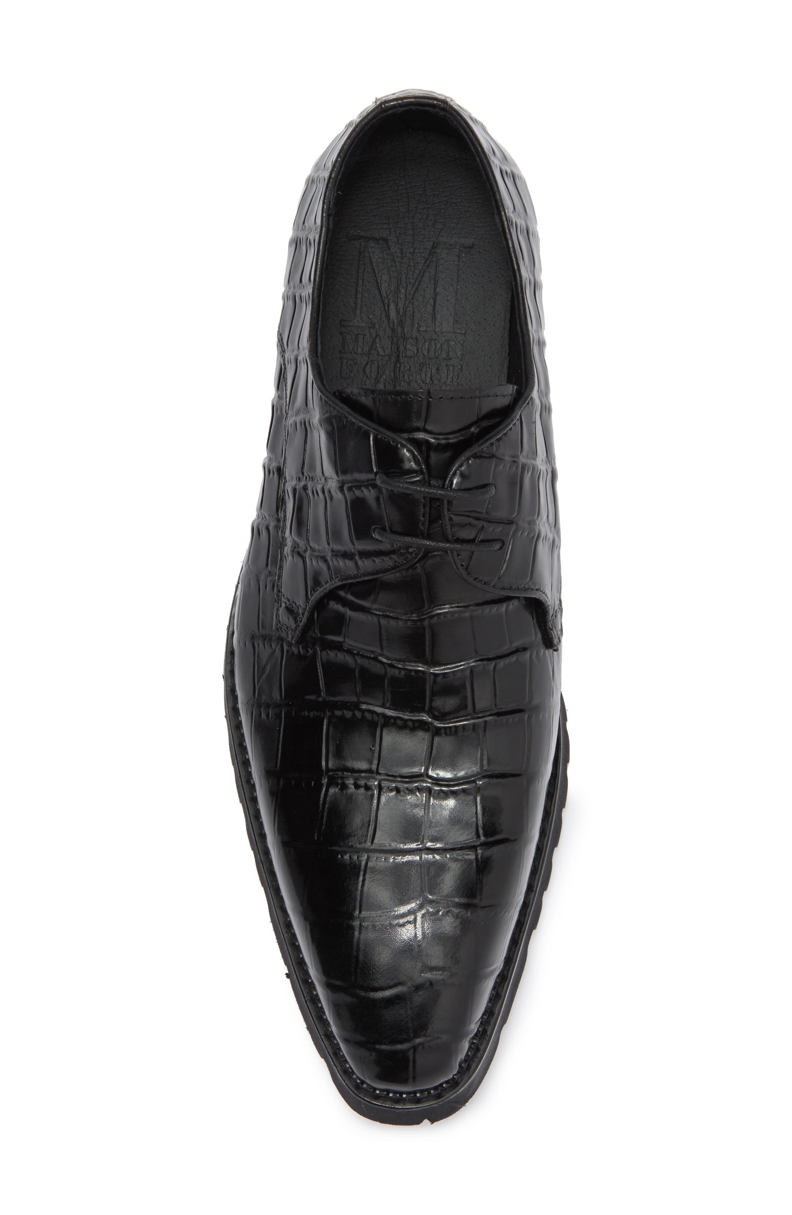Maison Forte Centurion Croc Embossed Derby, Alternate, color, 