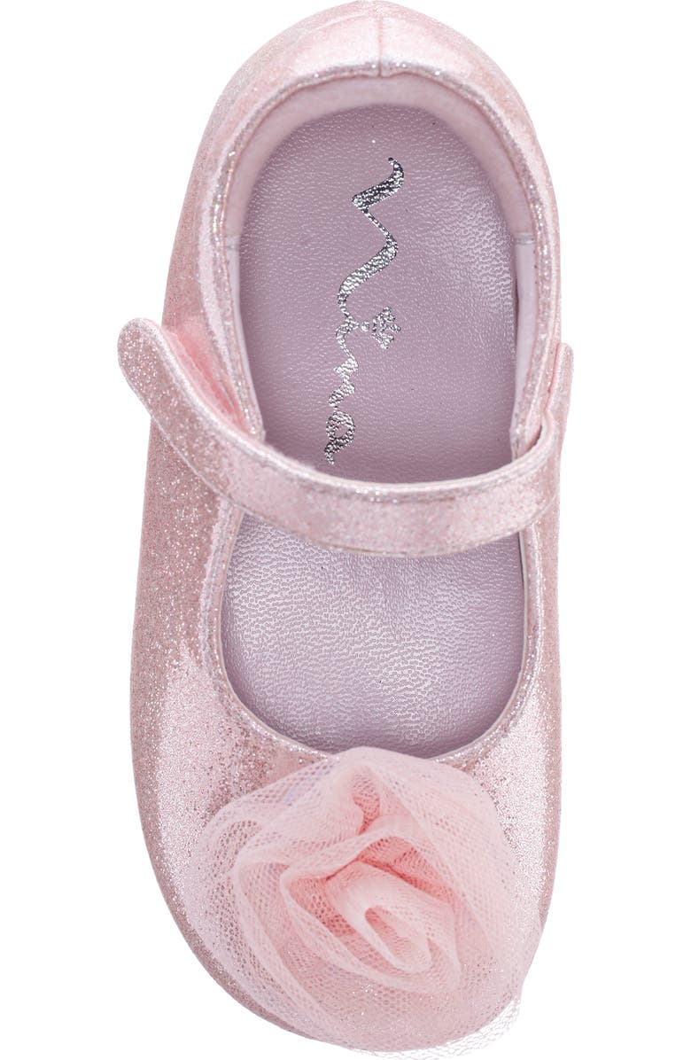Nina Kids' Bluee Rosette Mary Jane Flat, Alternate, color, Light Pink Shimmer