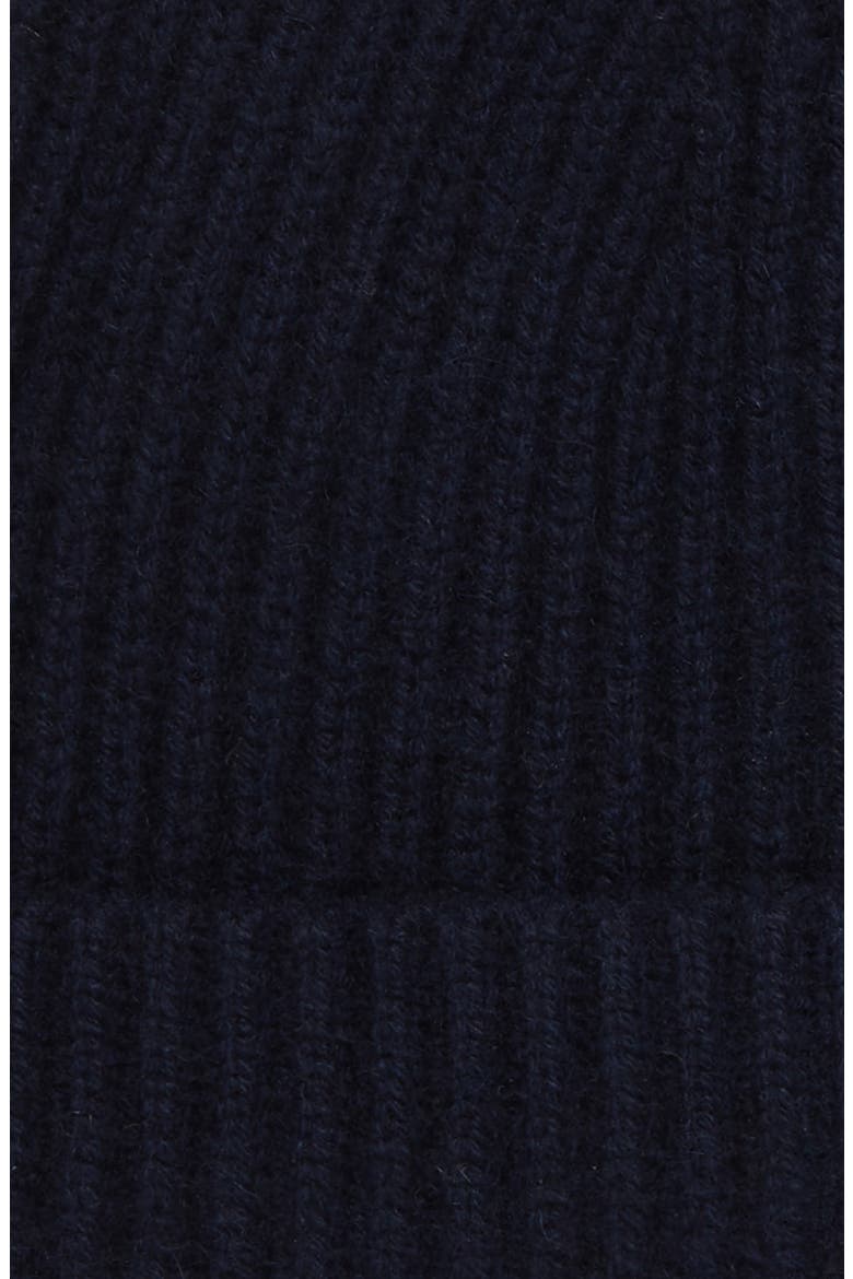 Cashmere Ribbed Beanie, Alternate, color, NAVY